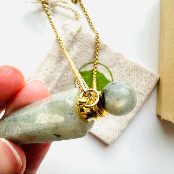 NIB Labradorite Perfume Amulet Pendant Necklace - Picture 5 of 15